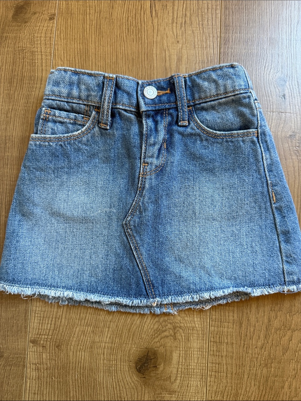 Old Navy Light Blue Denim A-Line Skirt with Frayed Hem
